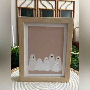Faux Wood Framed Family Ghosts Pink 7.5”x9.5” Halloween Picture